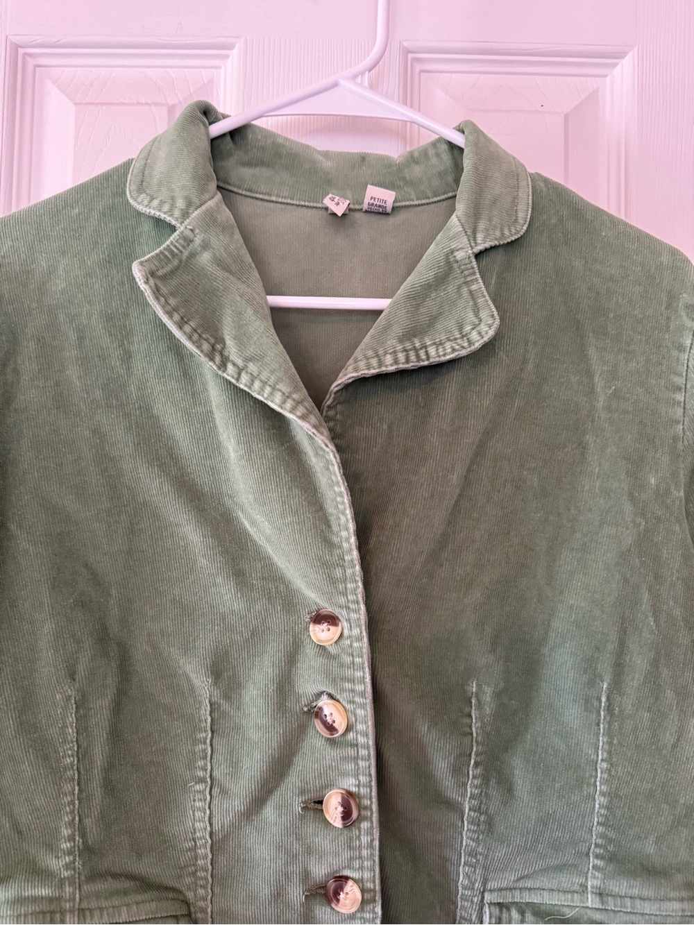 St. John’s Bay Petite Sage Green Corduroy Blazer Jacket Stretch Cotton Large - Picture 3 of 8
